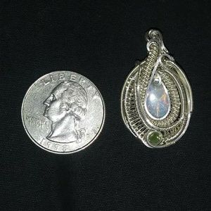 Lighning ridge fire opal and diopside pendant